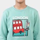 Boys' Mint Green Crew Neck Graphic Print Sweatshirt, Dark Green, small