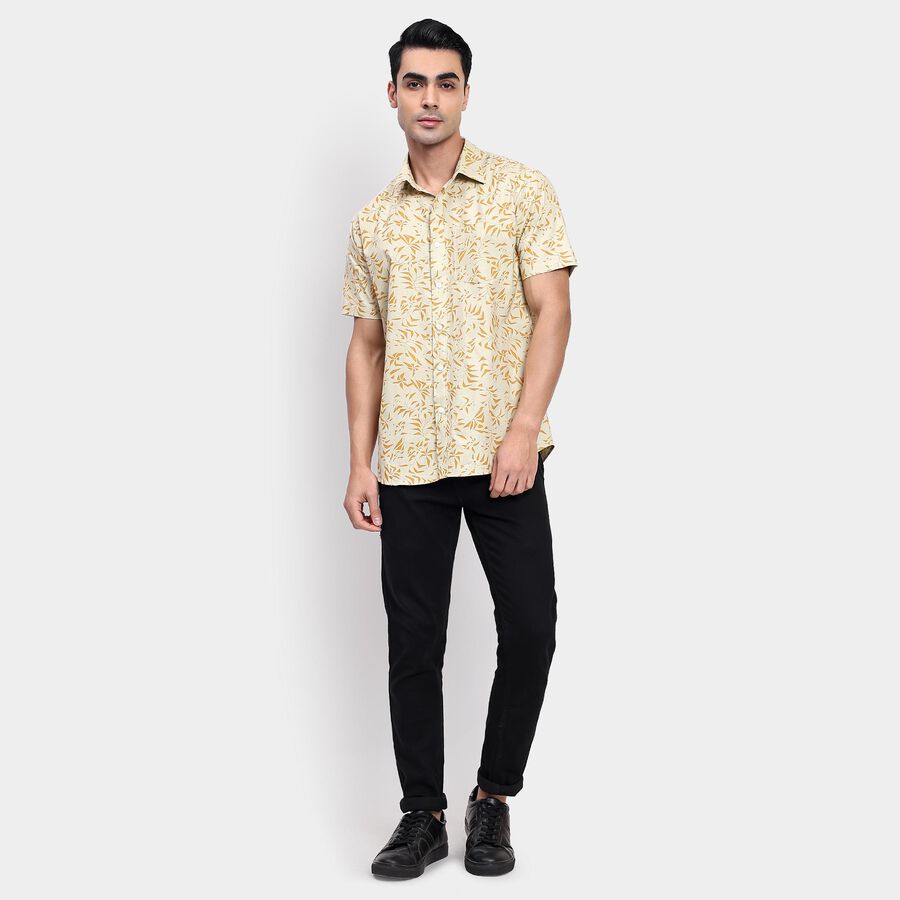 Men's 100% Cotton Casual Shirt, भूरा, large