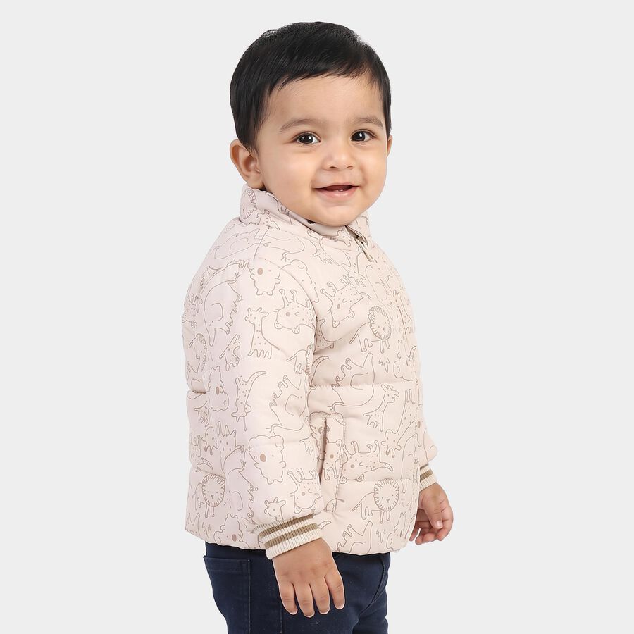 Infants' Beige Stand Collar Puffer Jacket, गहरा पीला, large