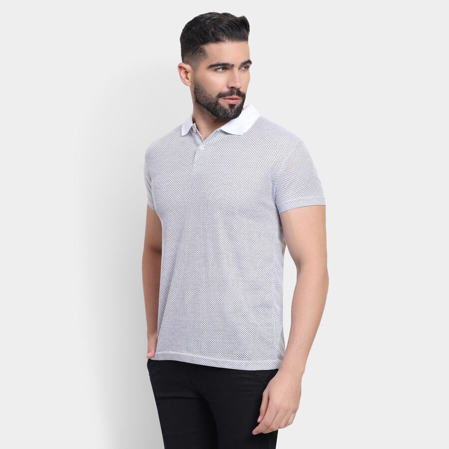 Men's Collared Half Sleeves T-Shirt, White, large