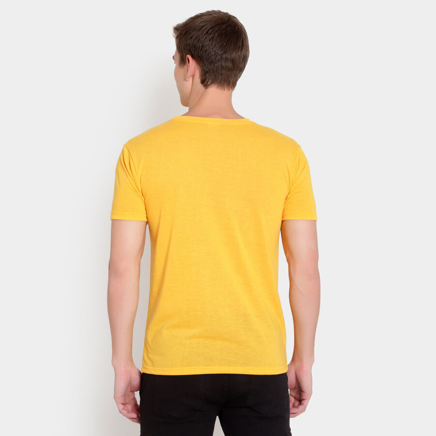 Round Neck Slim Fit T-shirt, Mustard, large image number null
