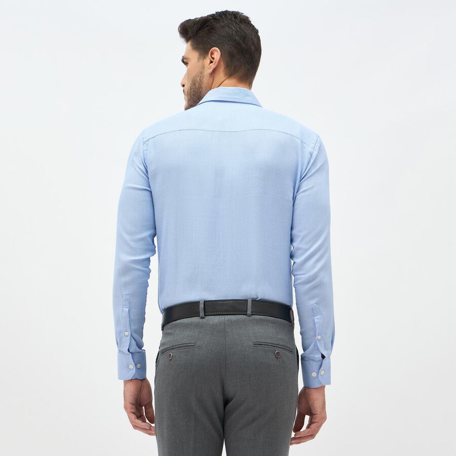 Men's Light Powder Blue Cotton Classic Collar Formal Shirt, मध्यम नीला, large image number null