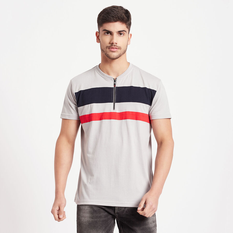 Stripes Henley T-Shirt, हल्का ग्रे, large image number null