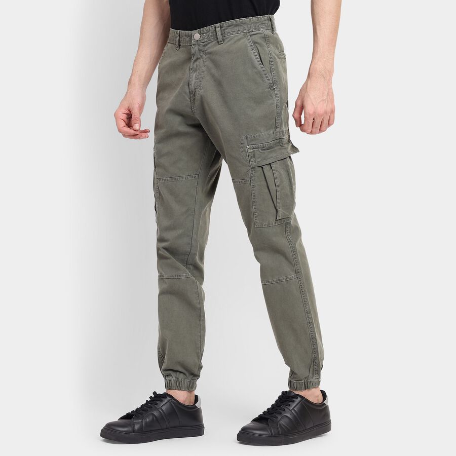 Men's Slim Fit Casual Trousers , Olive, large image number null