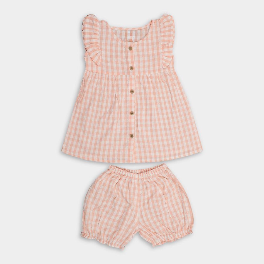 Infant Girls' 100% Cotton Short Set, Peach, large