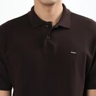Men's Rich Brown Cotton Polo Neck Casual T-Shirt, भूरा, small