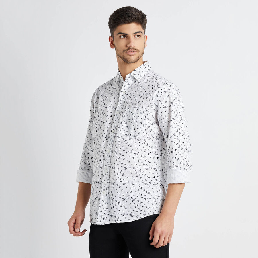 Cotton Printed Casual Shirt, White, large image number null
