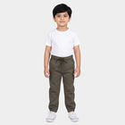 Boys Olive Green Regular Fit Solid Trousers, ओलिव, small