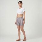 Women's Brown Cotton Blend Casual Shorts, Brown, small