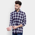 Cotton Checks Casual Shirt, Navy Blue, small image number null
