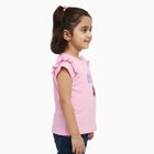 Girls Light Pink Cotton Round Neck Casual T-Shirt, Pink, small