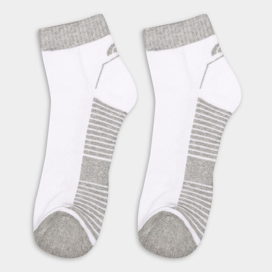 Men's Ankle-Length Striped Cotton Blend Socks, Mid Blue, large image number null
