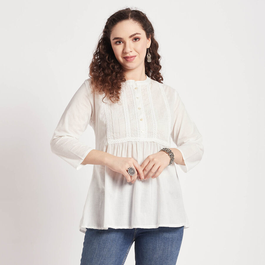 Cotton Solid Kurti, सफ़ेद, large image number null