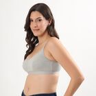 Women's Light Grey Cotton Blend Wireless Bra, Melange Light Grey, small