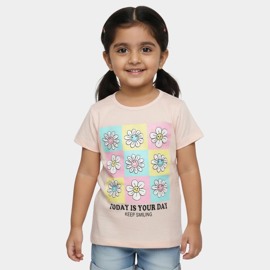 Girls' T-Shirt, हल्का गुलाबी, large
