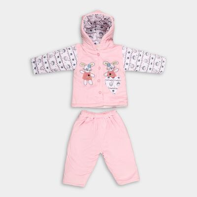 Infants Soft Baby Pink Hooded Casual Jump Suit