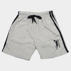 Boys Ecru Melange Regular Fit Athletic Bermuda Shorts, Ecru Melange, small