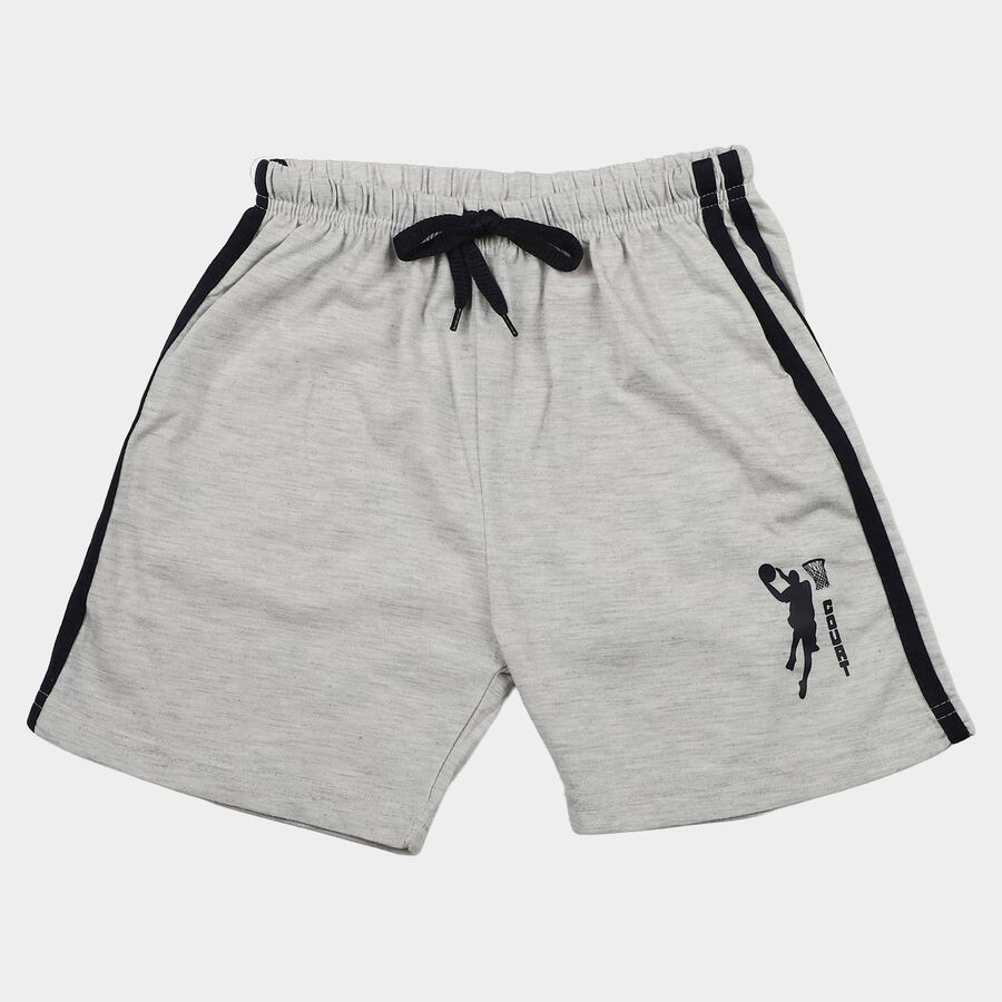 Boys Ecru Melange Regular Fit Athletic Bermuda Shorts, Ecru Melange, large