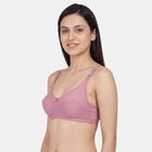 Women's Pink Cotton V-Neck Wireless Bra, Pink, small