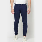 Solid 5 Pocket Casual Trousers, Dark Blue, small image number null