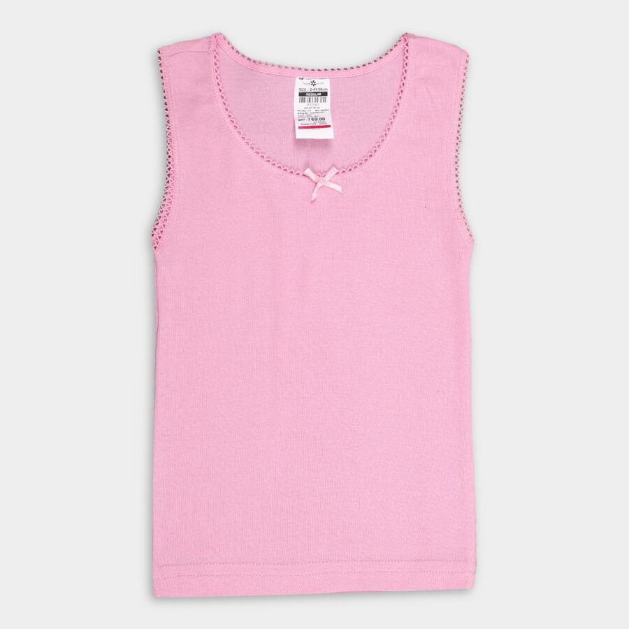 Girls' Cotton Vest, गुलाबी, large image number null