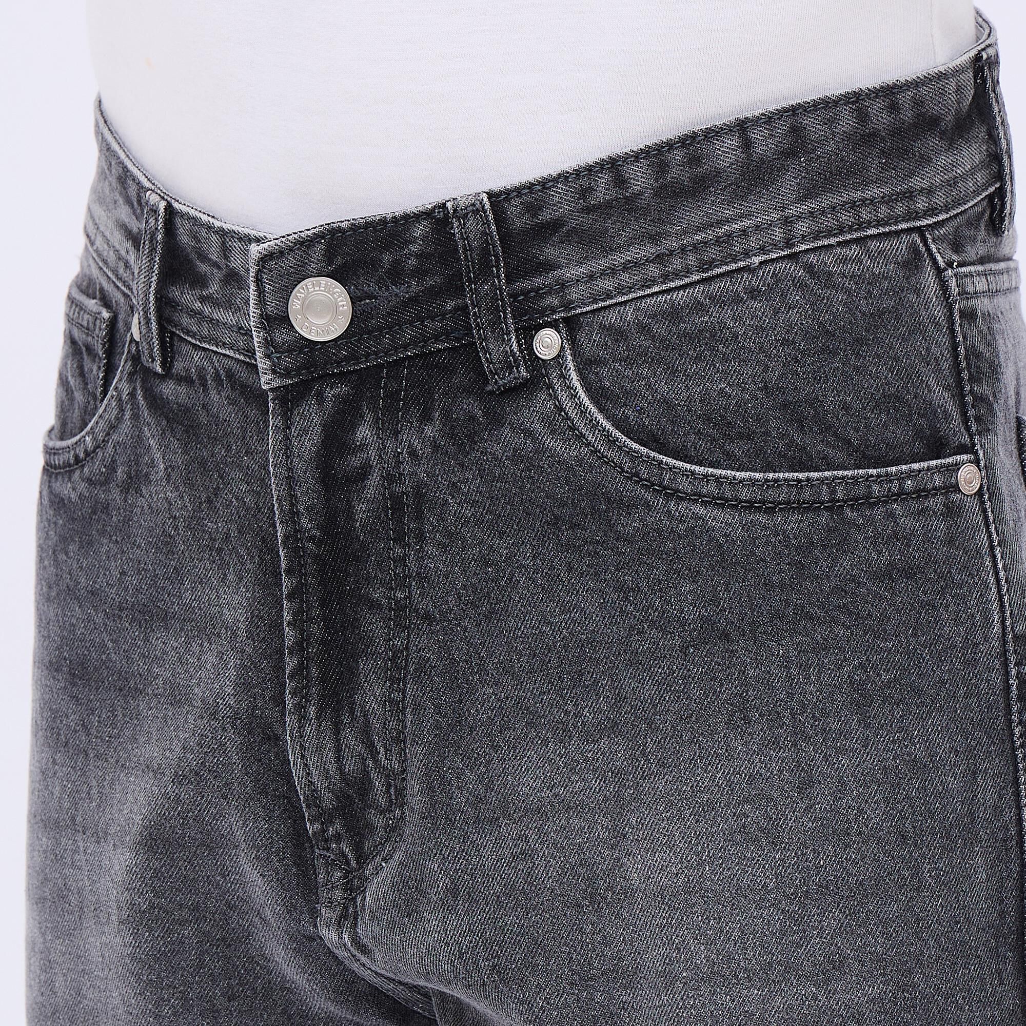 Wavelength Men's Washed Black Straight Fit Five-Pocket Jeans