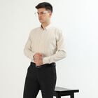 Men's Light Beige Button-Down Classic Formal Shirt, Beige, small image number null