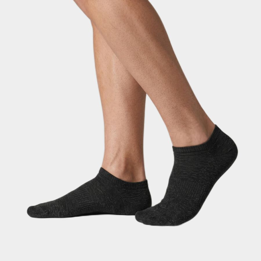 Men's Ankle Length Pack of 3 Socks ( Grey, Charcoal, Black ), चारकोल, large