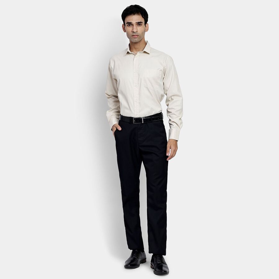 Men's Slim Fit Formal Trousers, काला, large image number null