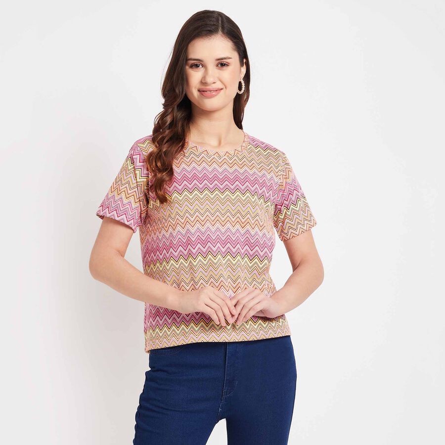 Round Neck T-Shirt, Pink, large image number null