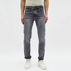 Men's Washed Grey Slim Fit Jeans, हल्का ग्रे, small image number null
