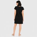 Women's Black Round Neck T-Shirt Style Nighty, काला, small