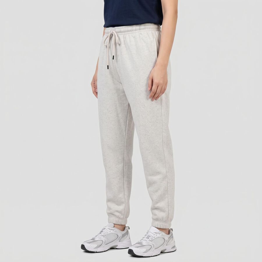 Women's Grey Jogger Fit Solid Track Pants, Melange Light Grey, large