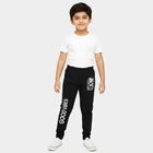 Boys' Black Regular Fit Cartoon Printed Pyjama, Black, small