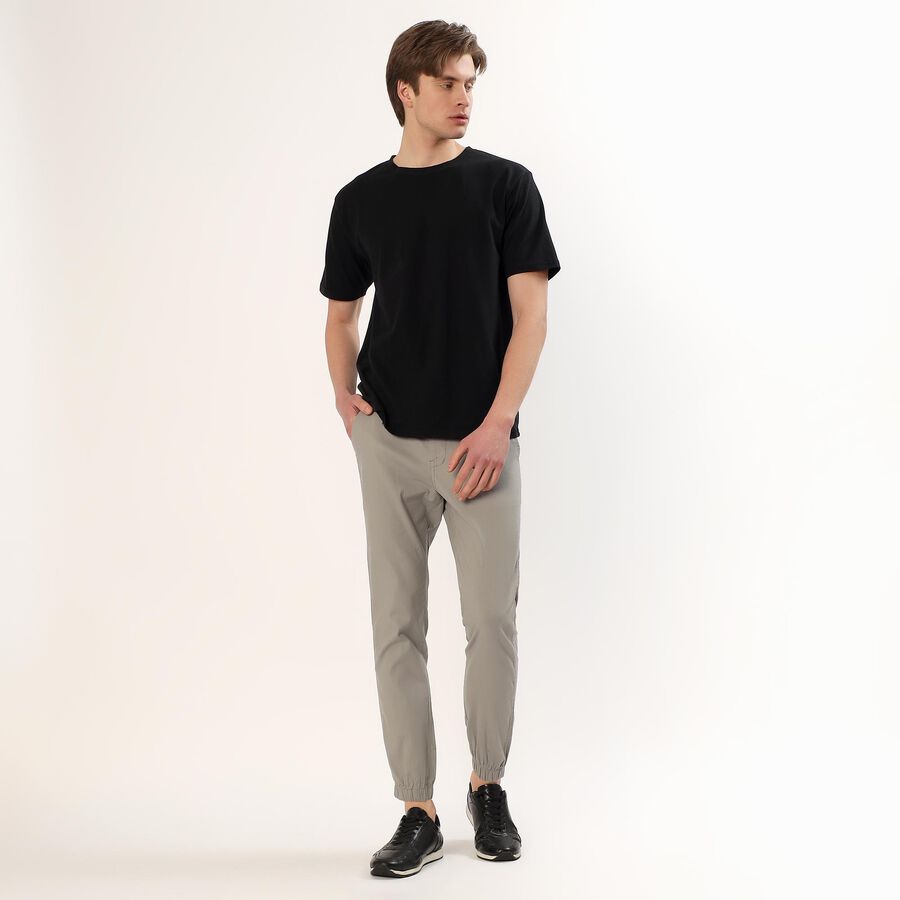 Men's Light Grey Slim Fit Jogger Trousers, हल्का ग्रे, large