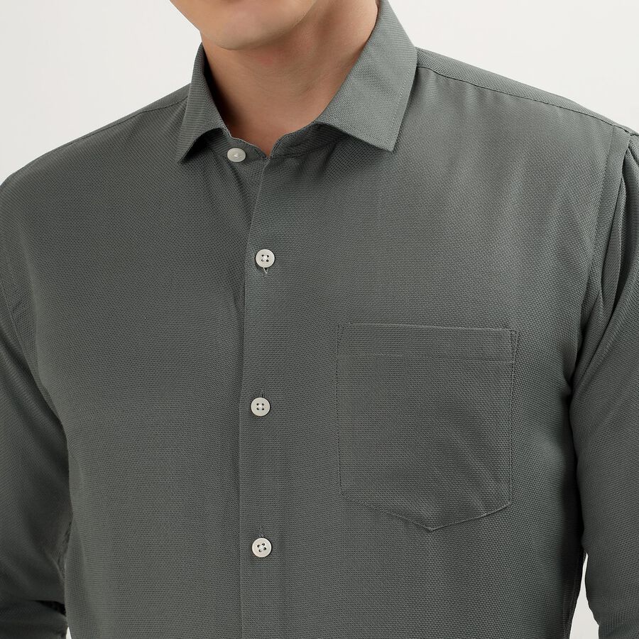 Men's Dark Green Cut Away Collar Slim Fit Formal Shirt, Dark Green, large image number null