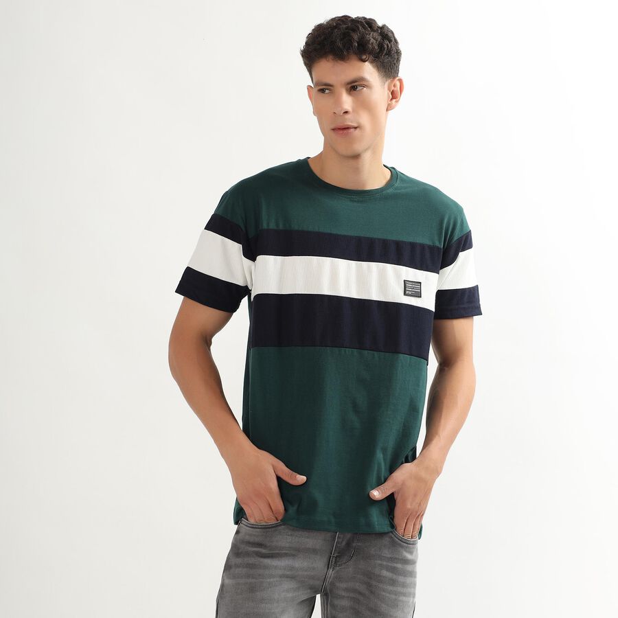 Men's 100% Cotton Round Neck Half Sleeves T-Shirt, Dark Green, large image number null