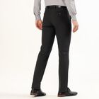 Men's Charcoal Black Slim Fit Flat-Front Formal Trousers, काला, small image number null