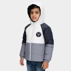 Boys Light Grey and Navy Hooded Casual Jacket, हल्का नीला, small image number null