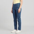Women's Blue Straight Fit Classic Jeans, Mid Blue, small