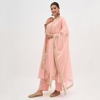 Women's Light Pink Round Neck Embroidered Kurta, Light Pink, small image number null