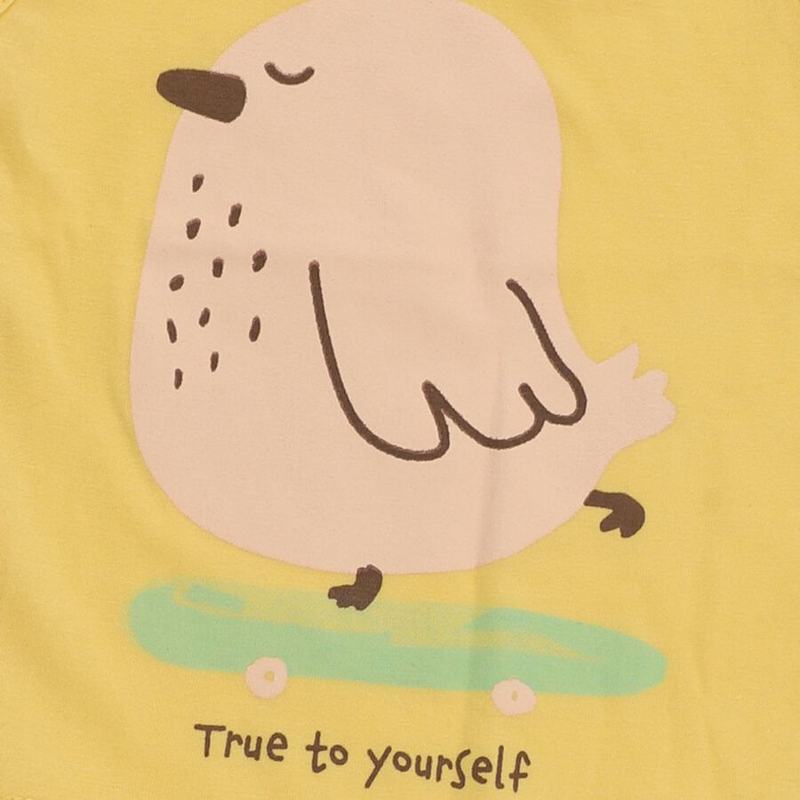 Infants Bright Yellow Cotton Round Neck Casual Sleeveless Top and Peach Shorts Set, Yellow, large image number null