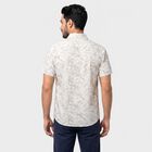 Men's Grey Cotton Half Sleeves Spread Collar Shirt, Light Grey, small
