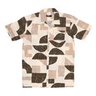 Boys Beige and Brown Cotton Half Sleeve Cuban Collar Casual Shirt, Beige, small image number null