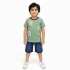 Boys' Light Green Cotton Round Neck Sports Printed Baba Suit, Light Green, small image number null