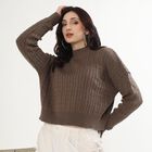 Women's Muted Beige Crew Neck Casual Pullover, गहरा पीला, small image number null