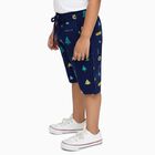 Boys Navy Blue Forest Print Cotton Jamaican Shorts, Navy Blue, small image number null