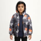 Boys Grey and Orange Hooded Casual Jacket, चारकोल, small image number null