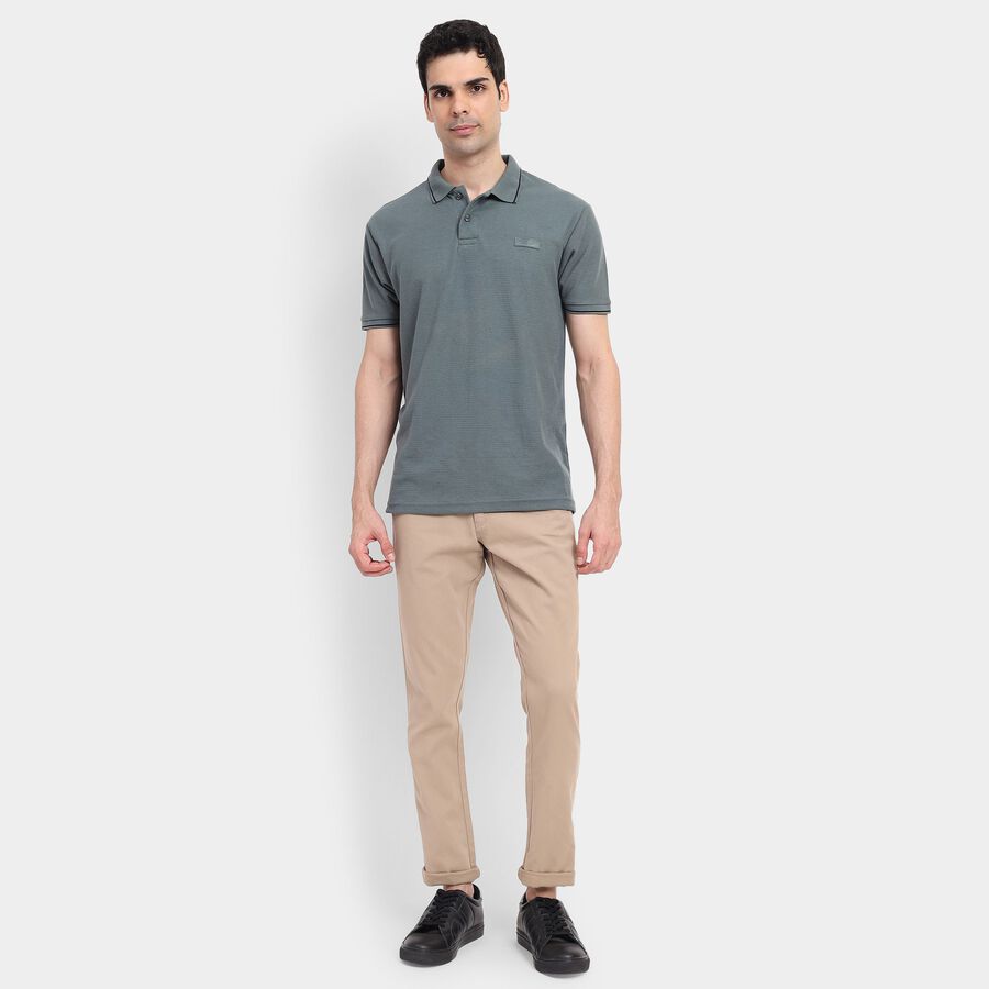 Men's 100% Cotton Slim Fit Casual Trousers , Beige, large image number null