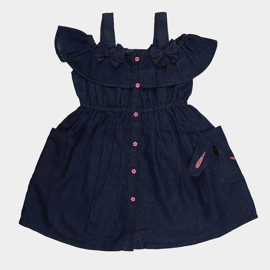 Girls' Frock, गहरा नीला, large